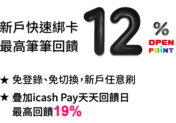 新戶快送綁卡 最高筆筆回饋12% OPENPOINT